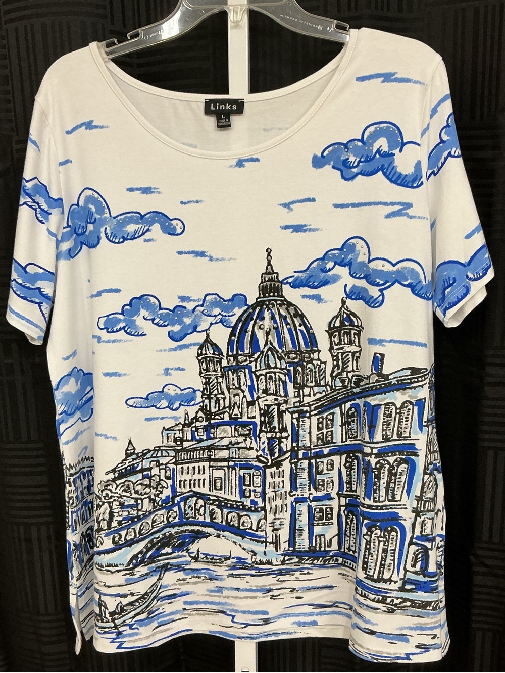 Link White Tee with Blue Scenic Accent